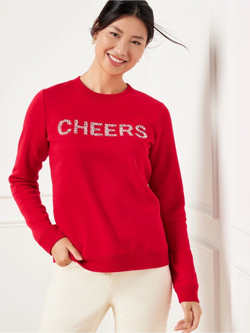 Talbots EMBELLISHED CREWNECK SWEATSHIRT - CHEERS, size P